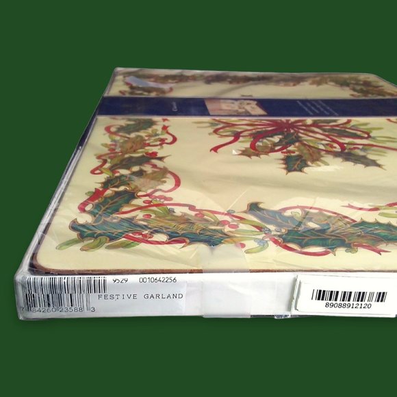 Pimpernel Festive Garland Cork Backed Placemats Set of 4 FACTORY SEALED England - Picture 8 of 8